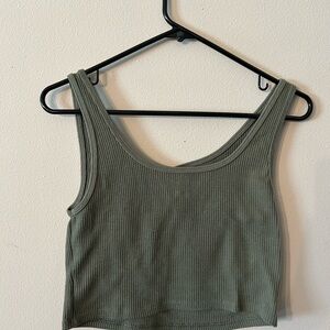American Eagle Outfitters Sage Green Ribbed Crop Top